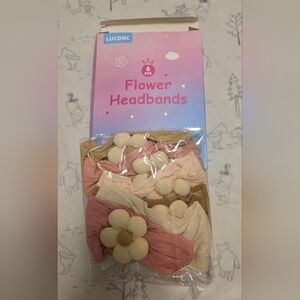 6 pcs Flower Headbands Set for Kids - Pink & Cream